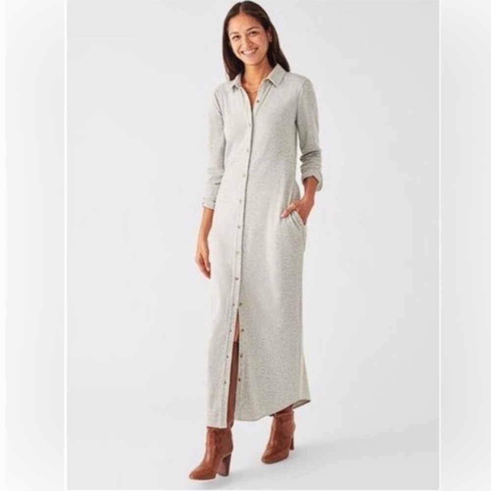 Faherty Legend Light Heather Gray Button-Front Ma… - image 1